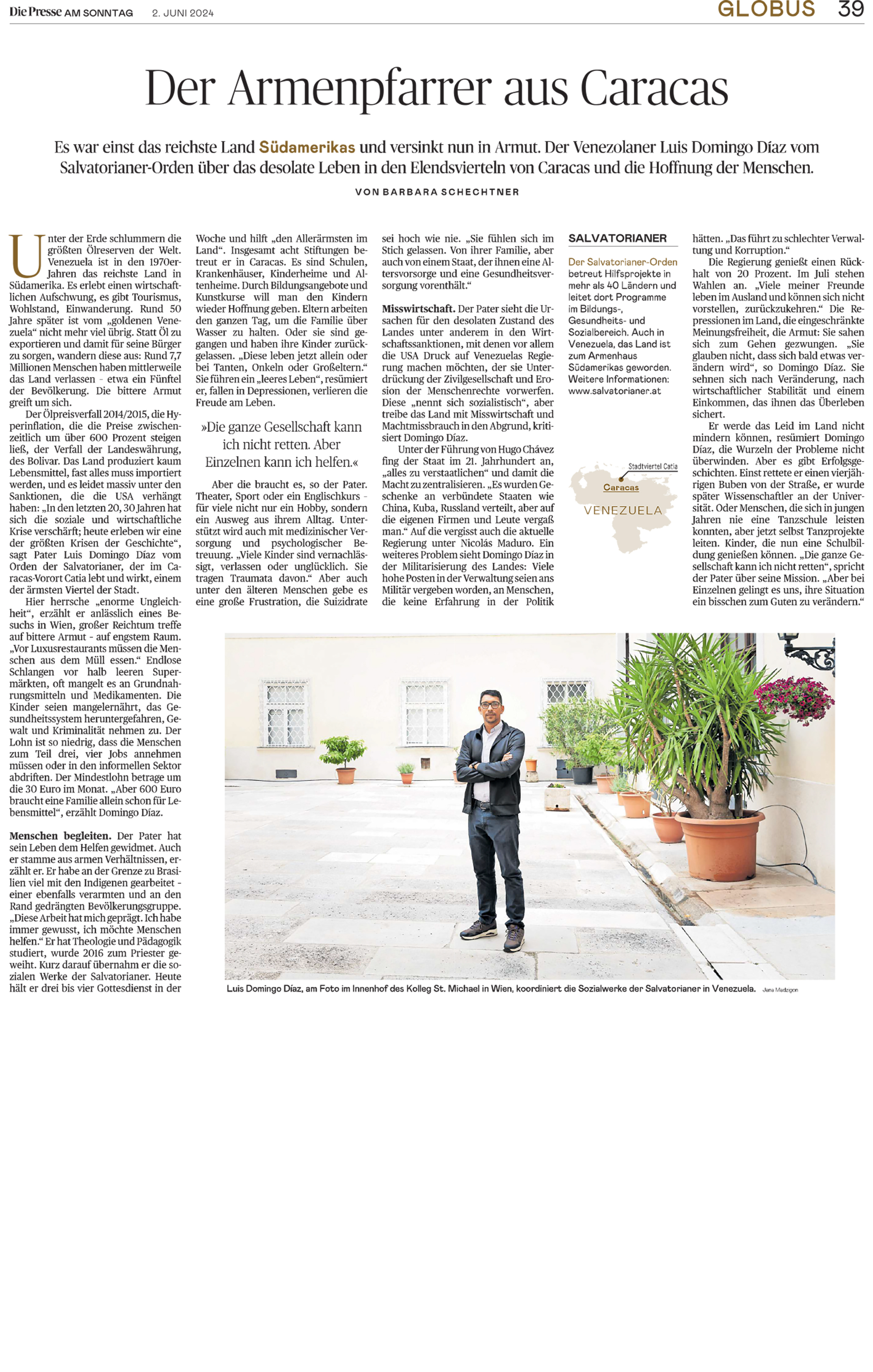 'Die Presse' (2. Juni 2024) berichtet über die Salvatorianer