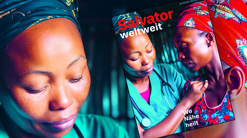 Das Cover der Ausgabe 25/26: Einander zugewandt: Ärztin und Patientin im vertrauensvollen Dialog. Ursachen von Beschwerden finden, miteinander den Weg zur Heilung gehen.